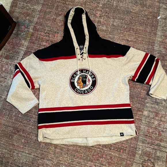 Chicago Blackhawks '47 Brand Superior Lacer Hoodie Mens XX-Large Jersey Exce - Picture 1 of 6